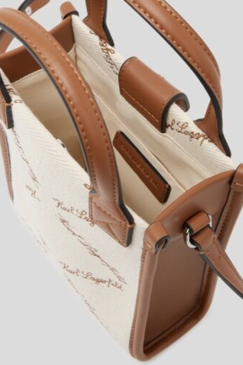 Taška Karl Lagerfeld K/Ville Mini Ns Cb Emb Canvas Natural Canvas Tan