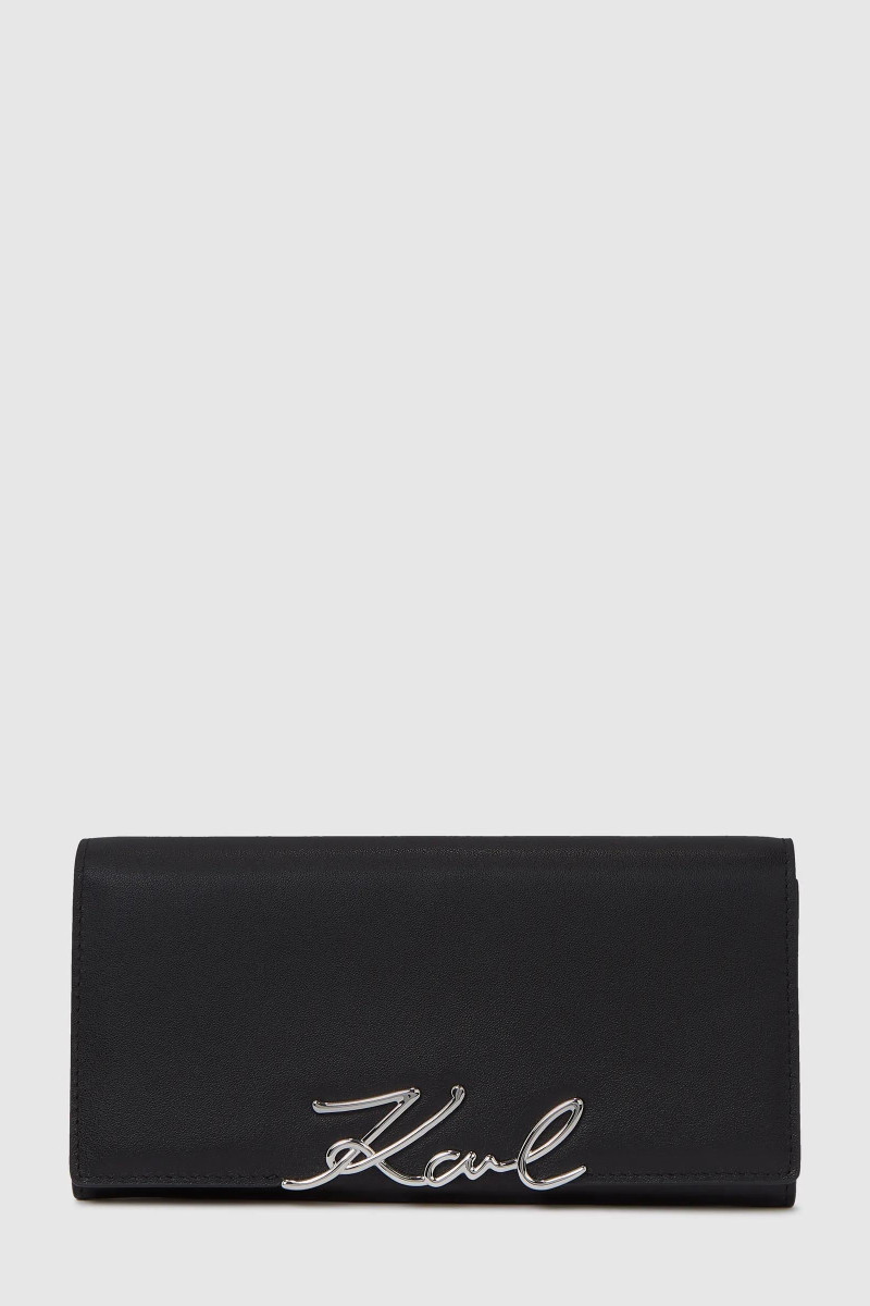 Pénztárca Karl Lagerfeld K/Signature Cont Flap Wallet Black-Nickel