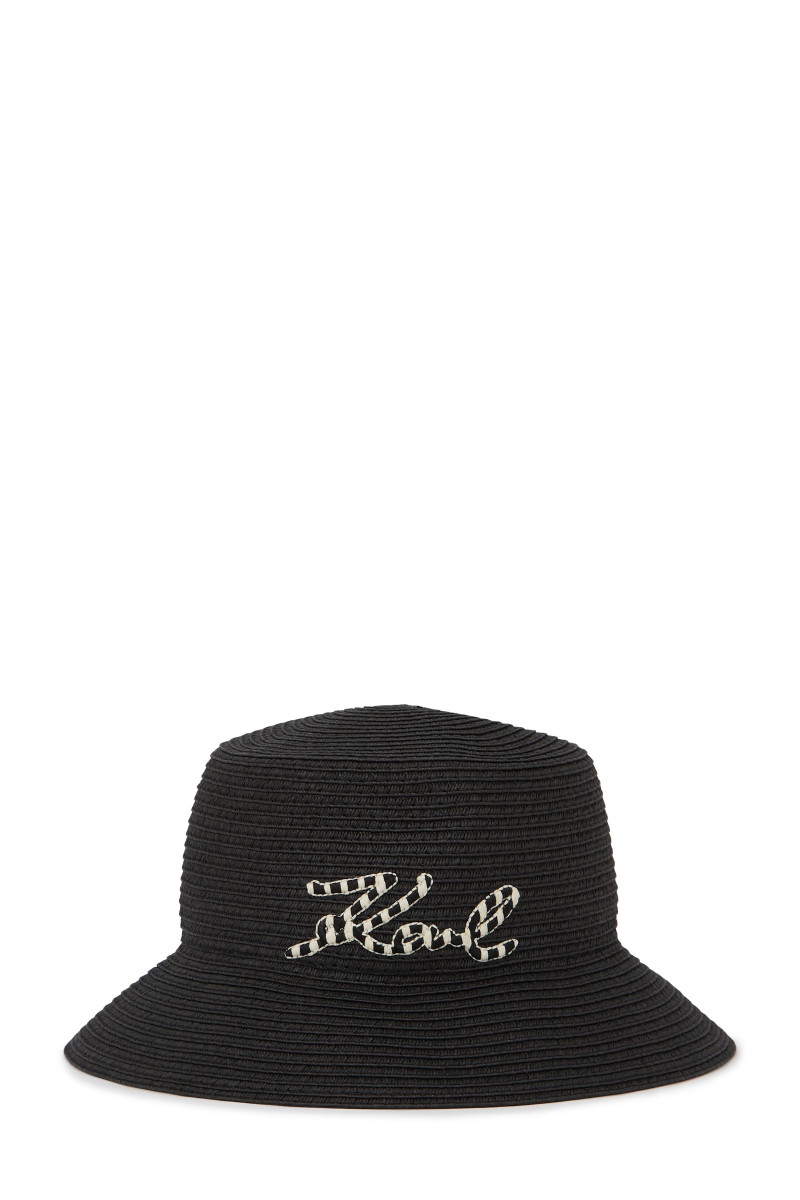 Klobouk KARL LAGERFELD K/Signature Stripe Logo Bucket - černá S/M