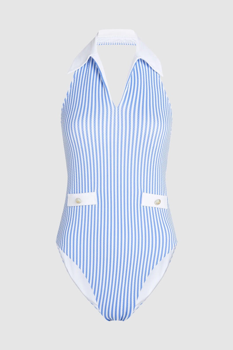 Plavky Karl Lagerfeld Hotel Karl Cheeky Swimsuit Ithaca Stripe