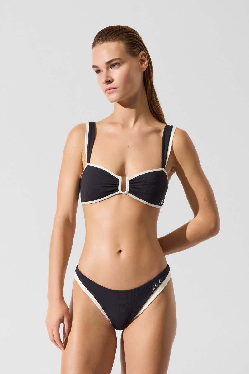 Fürdőruha Karl Lagerfeld Signature Bandeau Bikini Top Black