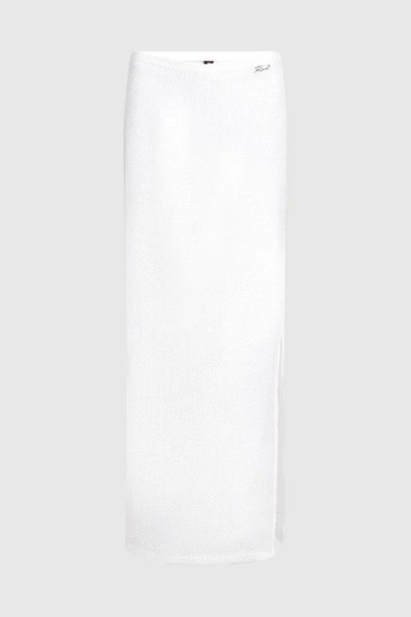 Plážové Oblečenie Karl Lagerfeld Signature Crochet Beach Skirt Cannoli Cream