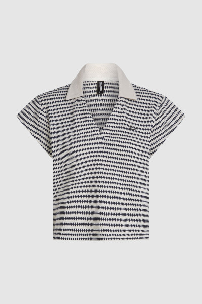 STRANDRUHA KARL LAGERFELD CROCHET STRIPED POLO TOP - Kép 5