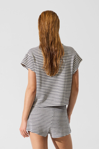 STRANDRUHA KARL LAGERFELD CROCHET STRIPED POLO TOP - Kép 3