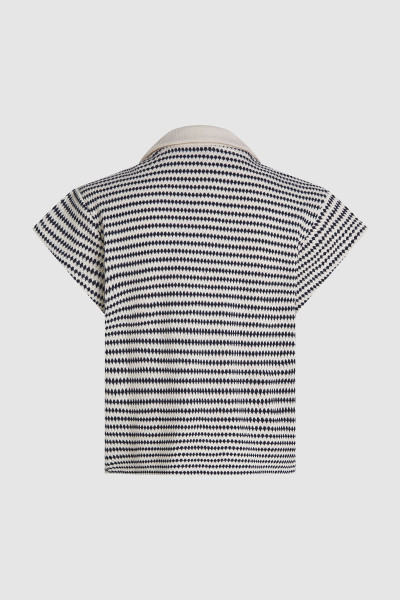 STRANDRUHA KARL LAGERFELD CROCHET STRIPED POLO TOP - Kép 6