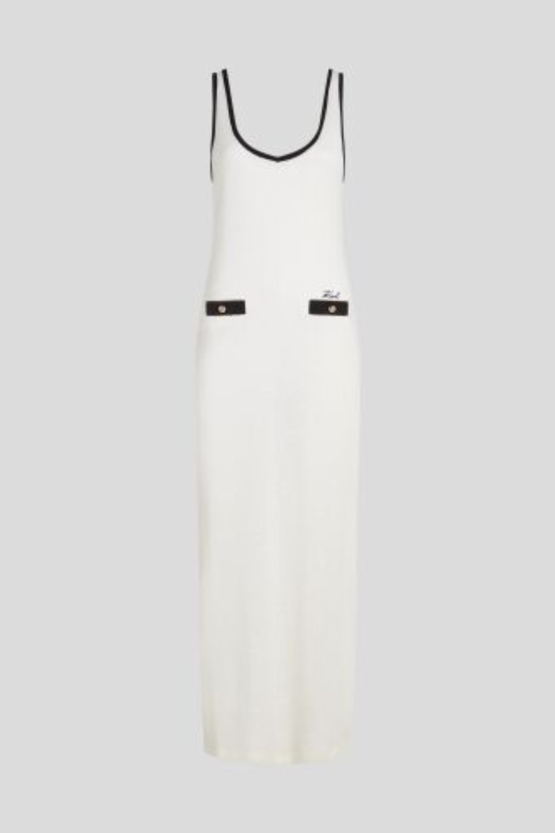 Plážové Oblečenie Karl Lagerfeld Signature Tank Beach Dress Cannoli Cream