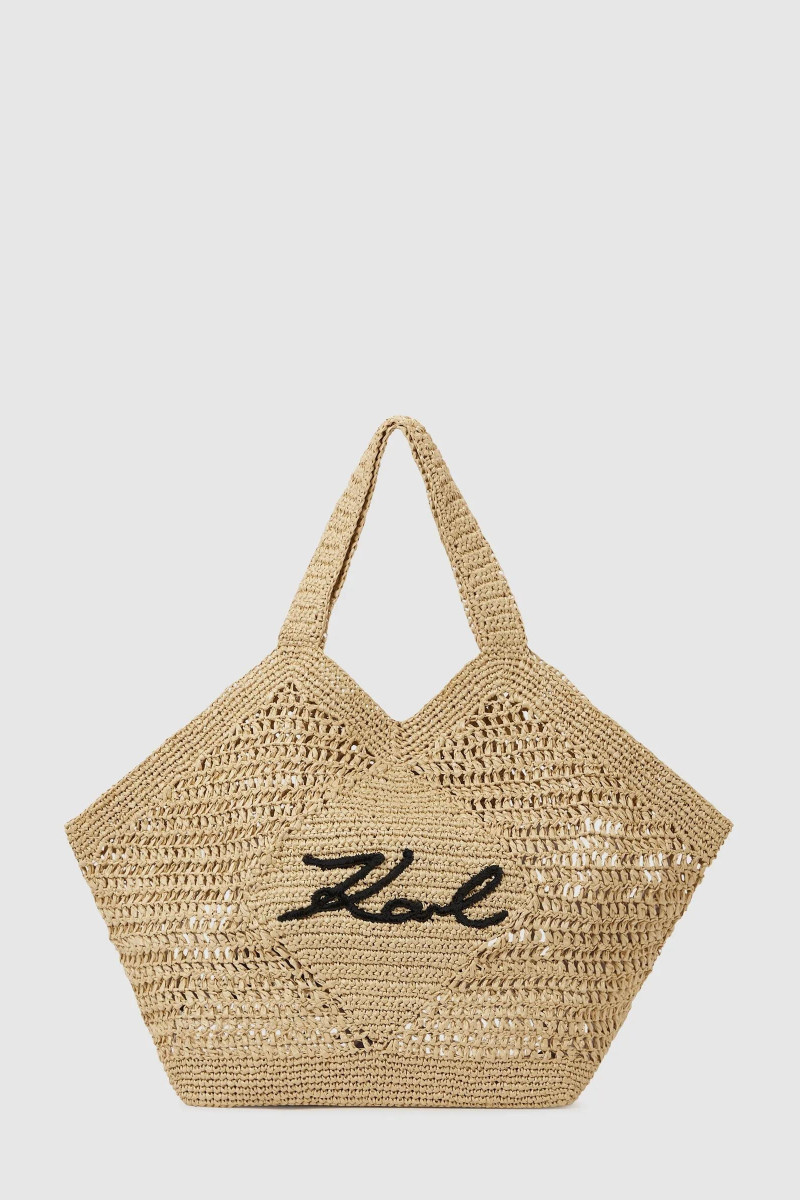 Taška Karl Lagerfeld K/Signature Crochet Large Bag Natural