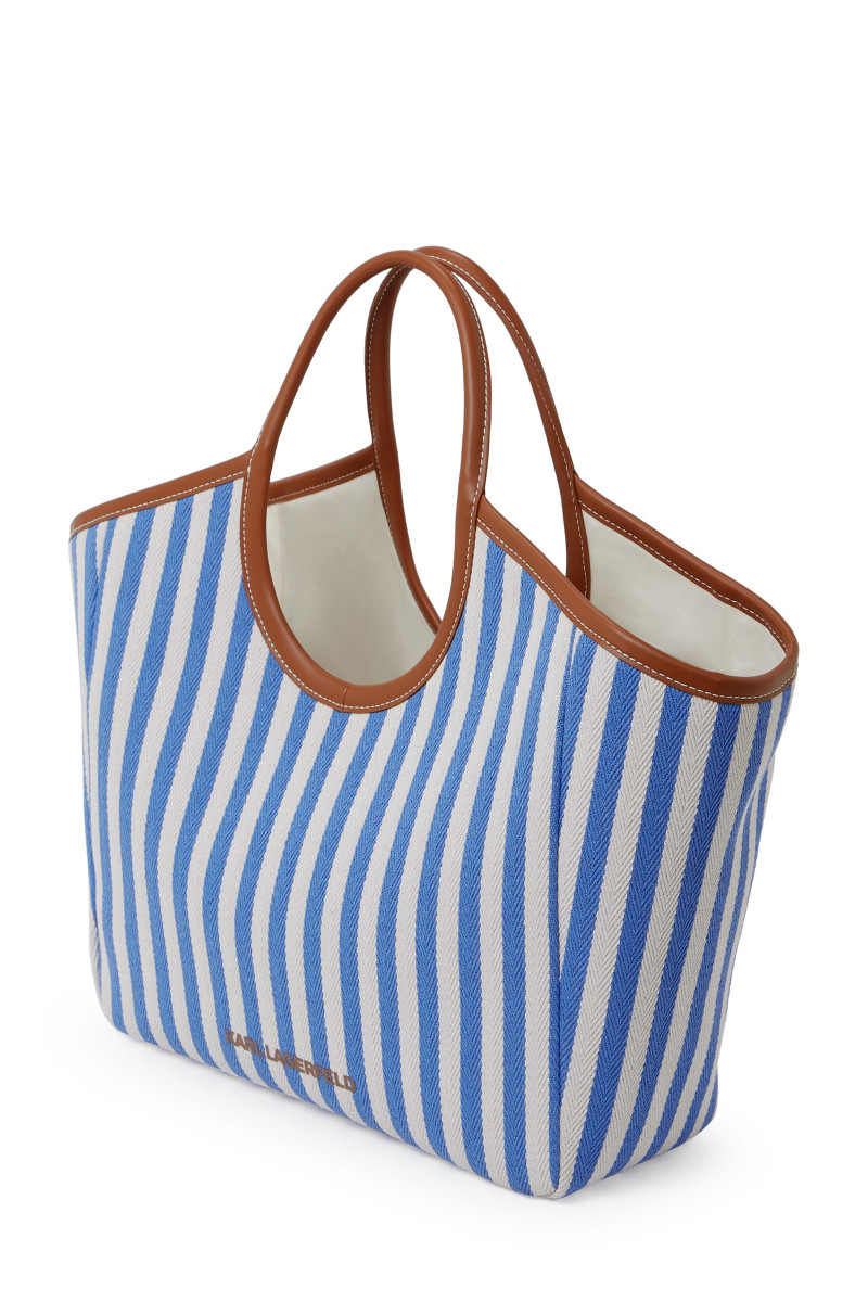 Taška Karl Lagerfeld K/Autograph Stripe Canvas Bag Silver Lake Blue
