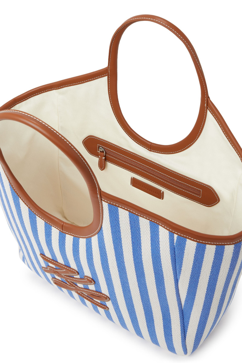 Taška Karl Lagerfeld K/Autograph Stripe Canvas Bag Silver Lake Blue