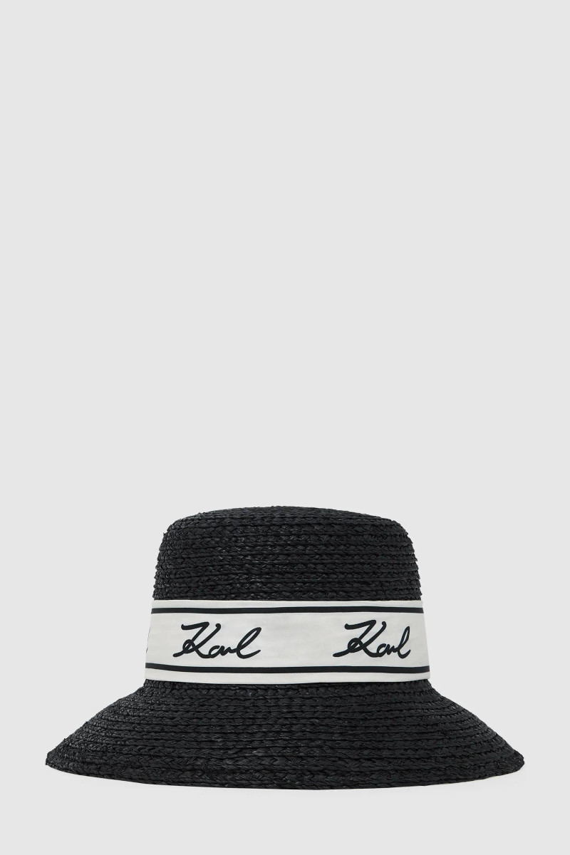 Klobúk Karl Lagerfeld K/Signature Raffia Hat Black