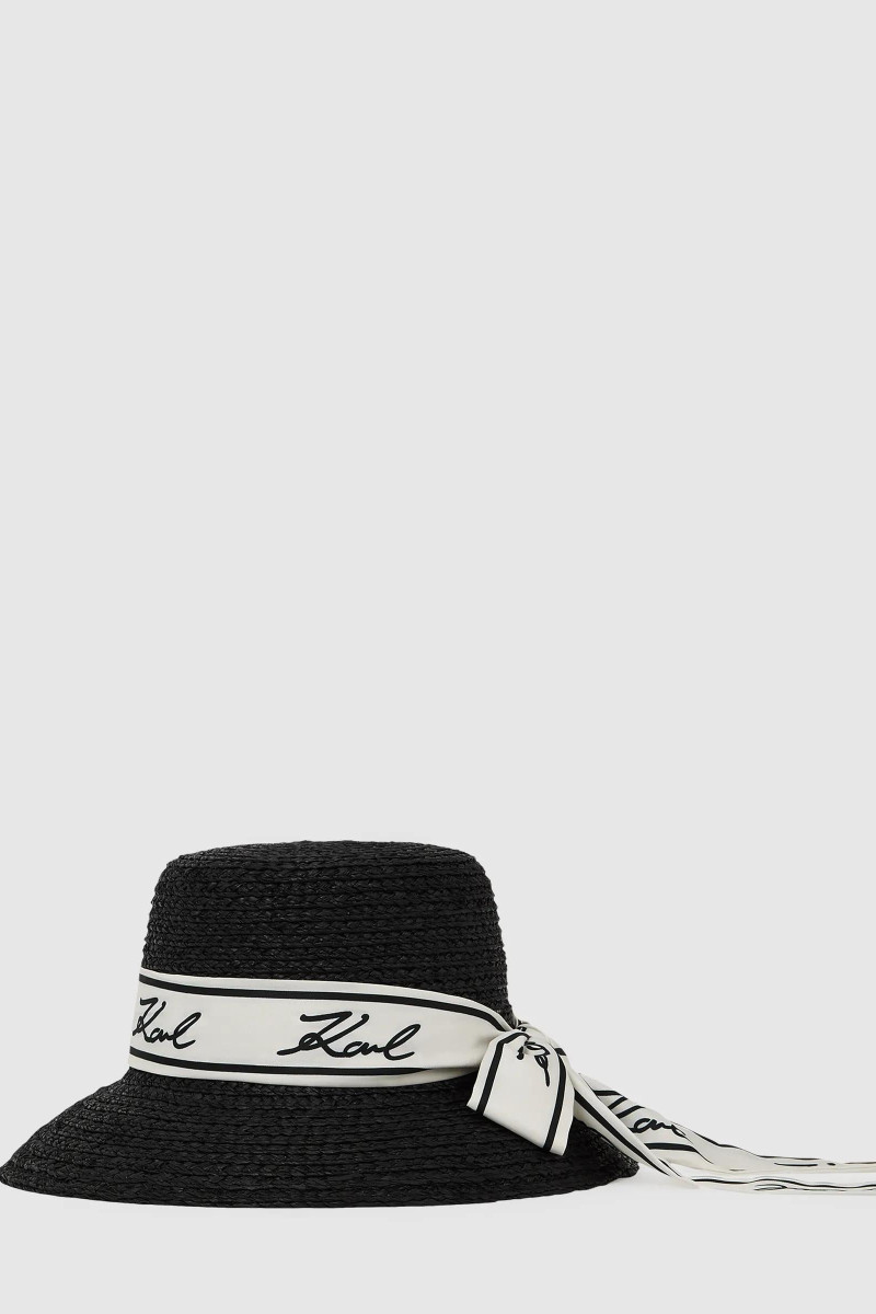 Klobúk Karl Lagerfeld K/Signature Raffia Hat Black