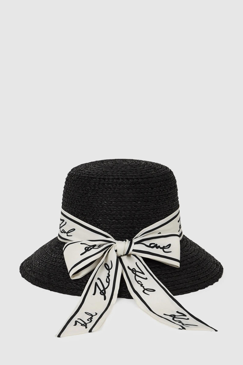 Klobúk Karl Lagerfeld K/Signature Raffia Hat Black