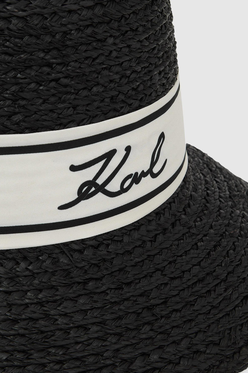 Klobúk Karl Lagerfeld K/Signature Raffia Hat Black