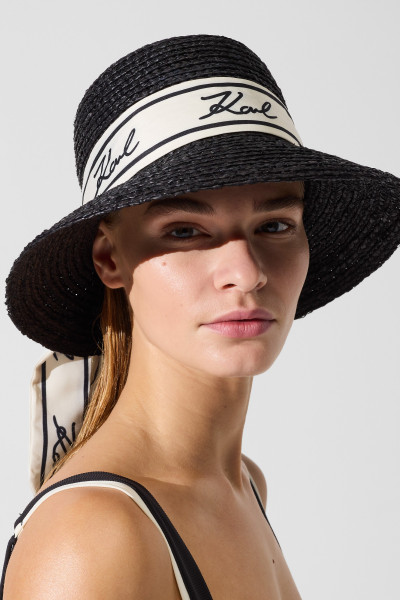 KLOBOUK KARL LAGERFELD K/SIGNATURE RAFFIA HAT - Fotografie č. 1