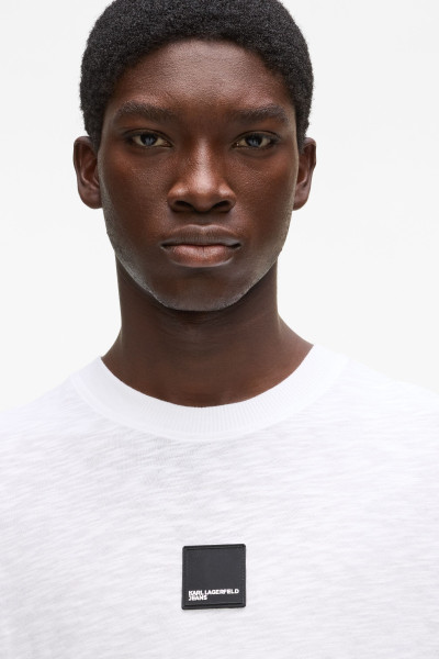 PÓLÓ KARL LAGERFELD JEANS KLJ REG CURVED HEM SLUB TEE - Kép 4