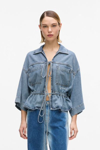 BLÚZ KARL LAGERFELD JEANS KLJ DENIM TIE BLOUSE - Kép 1