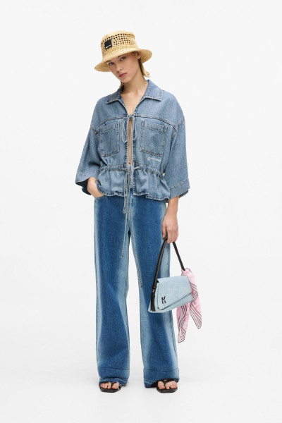 BLÚZ KARL LAGERFELD JEANS KLJ DENIM TIE BLOUSE - Kép 2