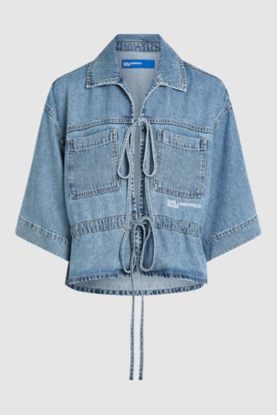 BLÚZ KARL LAGERFELD JEANS KLJ DENIM TIE BLOUSE - Kép 5