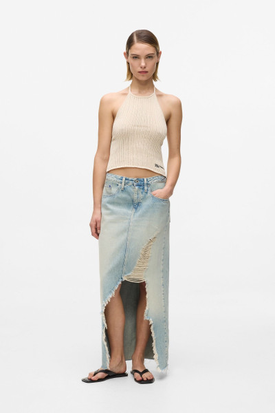 SZOKNYA KARL LAGERFELD JEANS KLJ DENIM DESTR MAXI SKIRT - Kép 3