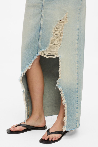 SZOKNYA KARL LAGERFELD JEANS KLJ DENIM DESTR MAXI SKIRT - Kép 4
