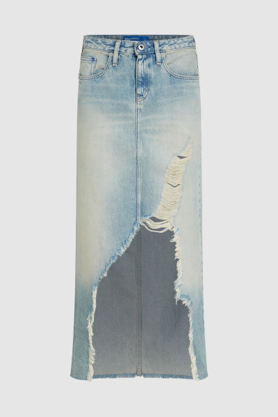 SZOKNYA KARL LAGERFELD JEANS KLJ DENIM DESTR MAXI SKIRT - Kép 5
