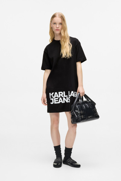 RUHA KARL LAGERFELD JEANS KLJ LOGO TEE DRESS - Kép 4