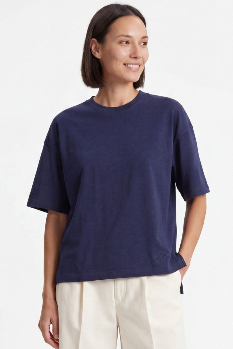 Póló Woolrich Slub Cotton Tee Maritime Blue