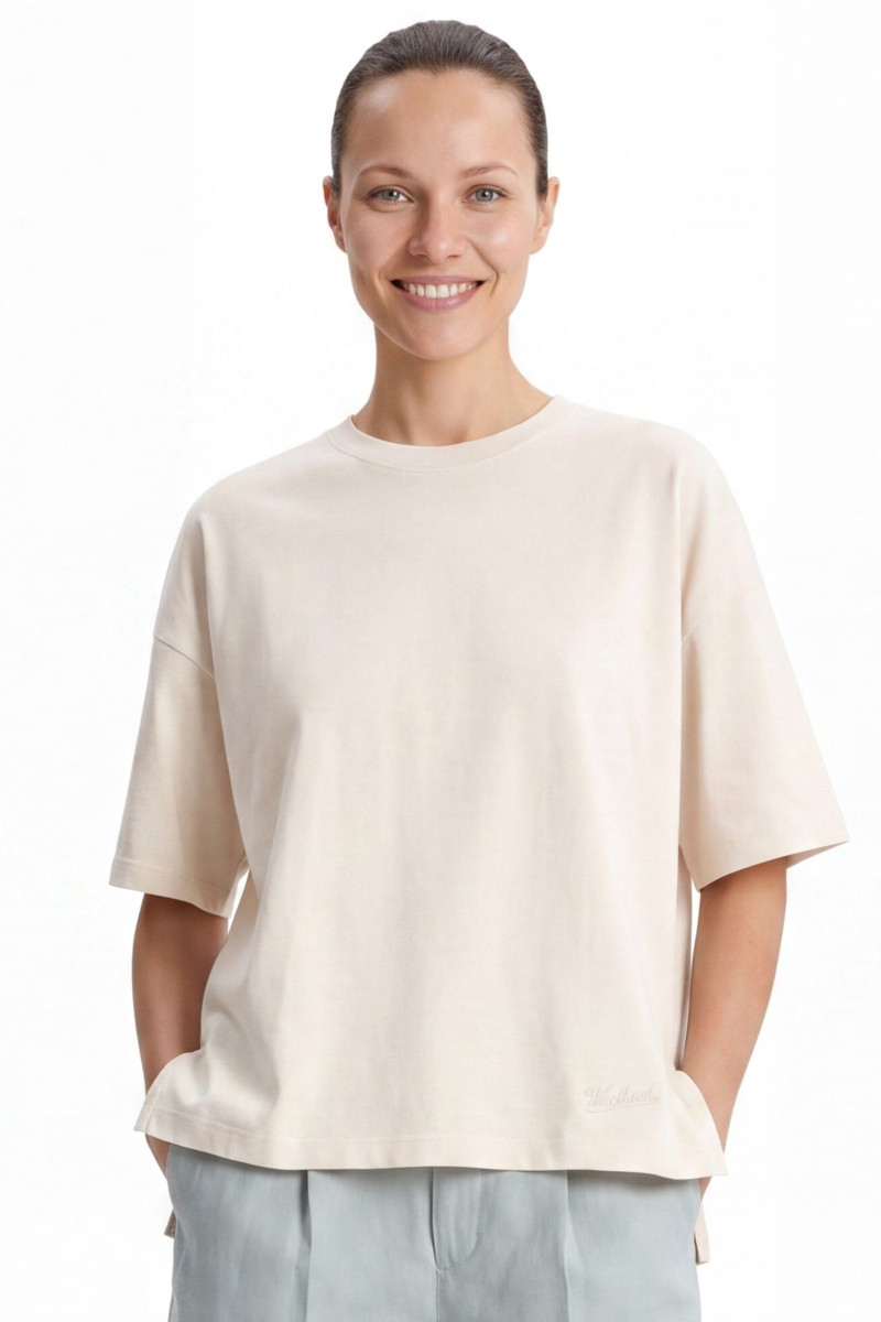 Póló Woolrich Slub Cotton Tee Milky Cream