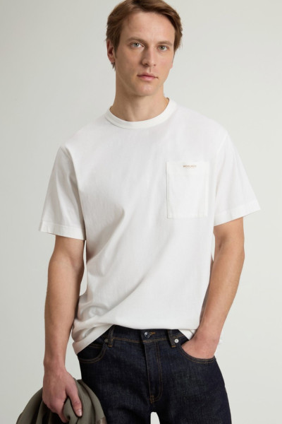 PÓLÓ WOOLRICH COTTON LOGO POCKET T-SHIRT - Kép 4