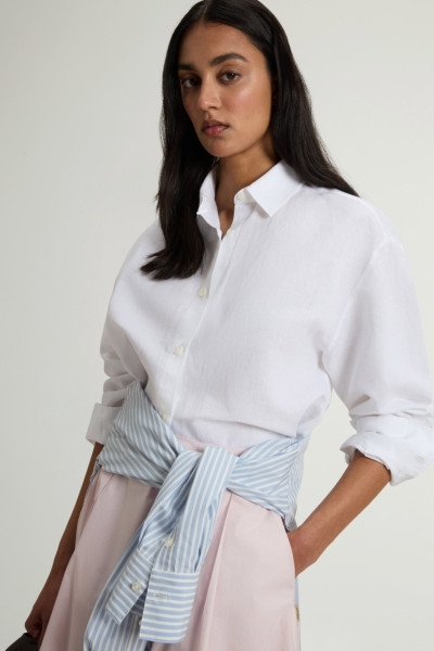 ING WOOLRICH COTTON LINEN YD BOYFRIEND SHIRT - Kép 4