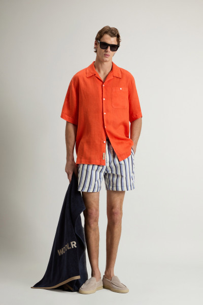 ING WOOLRICH S/S LINEN SHIRT - Kép 2