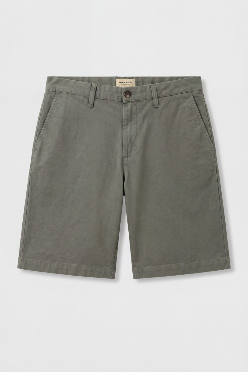 Šortky Woolrich Cotton Twill Chino Short Smokey Olive