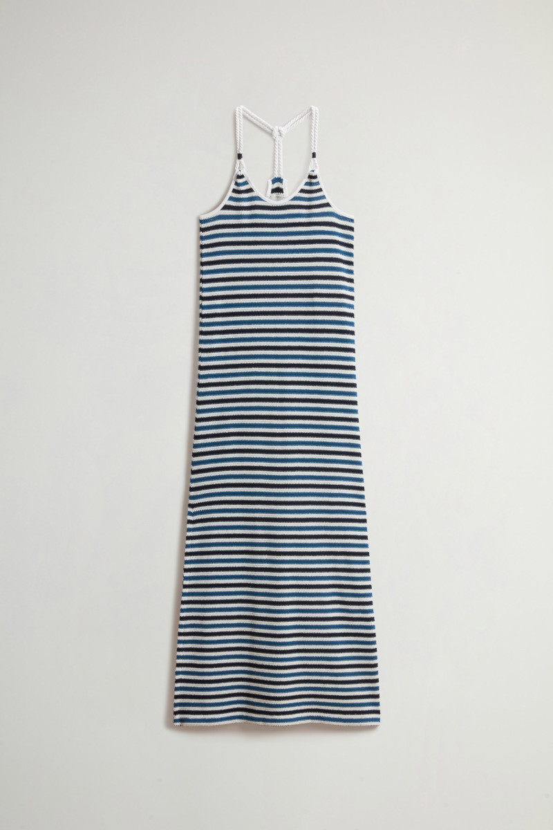 Šaty Woolrich Striped Jersey Dress Melton Blue Stripe