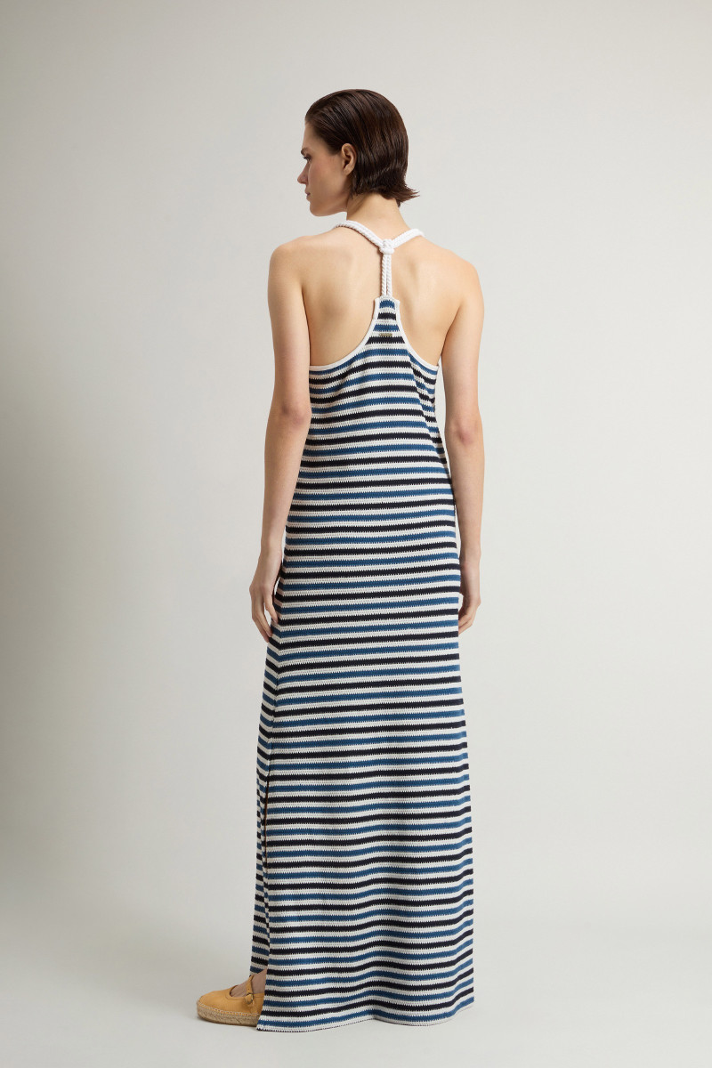 Šaty Woolrich Striped Jersey Dress Melton Blue Stripe