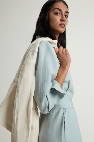 RUHA WOOLRICH VISCOSE LINEN CHEMISIER DRESS - Kép 4