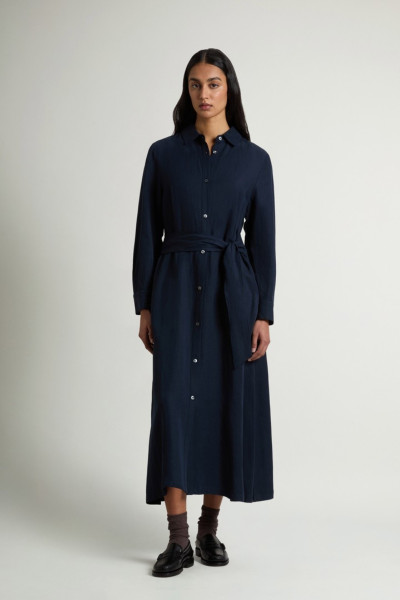 RUHA WOOLRICH VISCOSE LINEN CHEMISIER DRESS - Kép 1