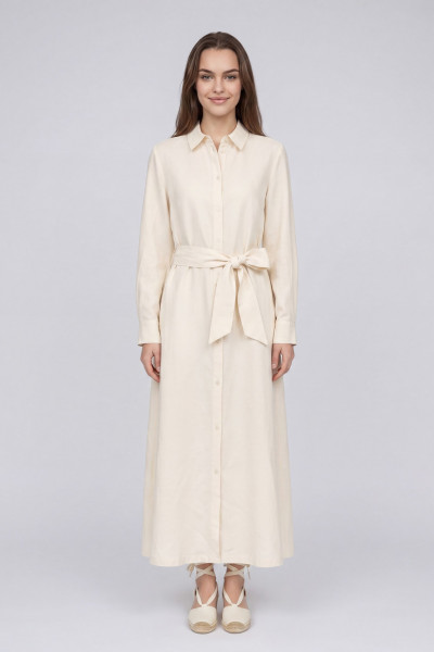 RUHA WOOLRICH VISCOSE LINEN CHEMISIER DRESS - Kép 3