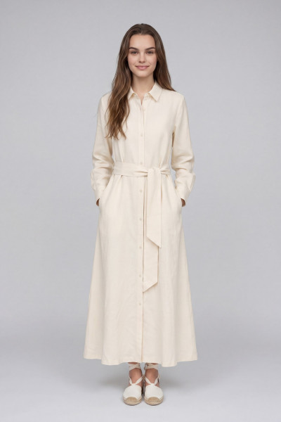 RUHA WOOLRICH VISCOSE LINEN CHEMISIER DRESS - Kép 1