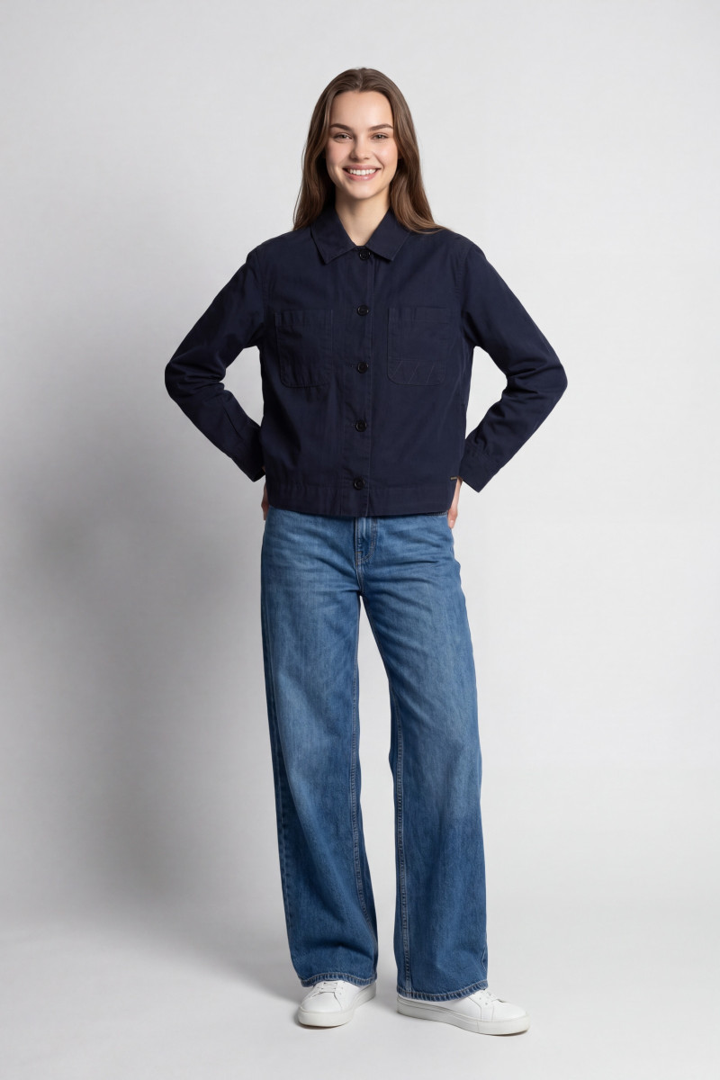 Košeľa Woolrich Poplin Overshirt Melton Blue