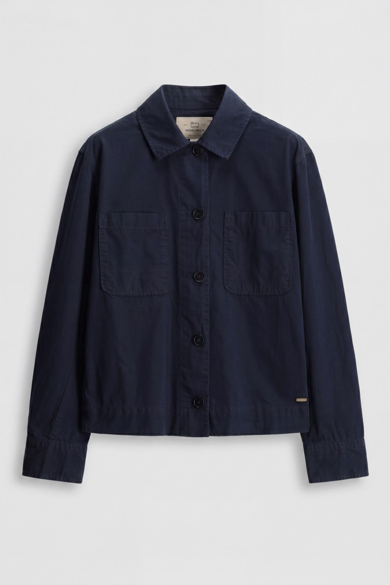Košeľa Woolrich Poplin Overshirt Melton Blue
