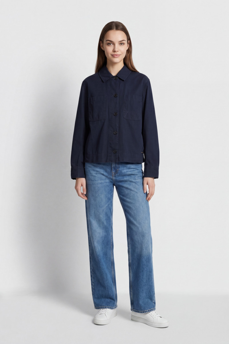Košeľa Woolrich Poplin Overshirt Melton Blue