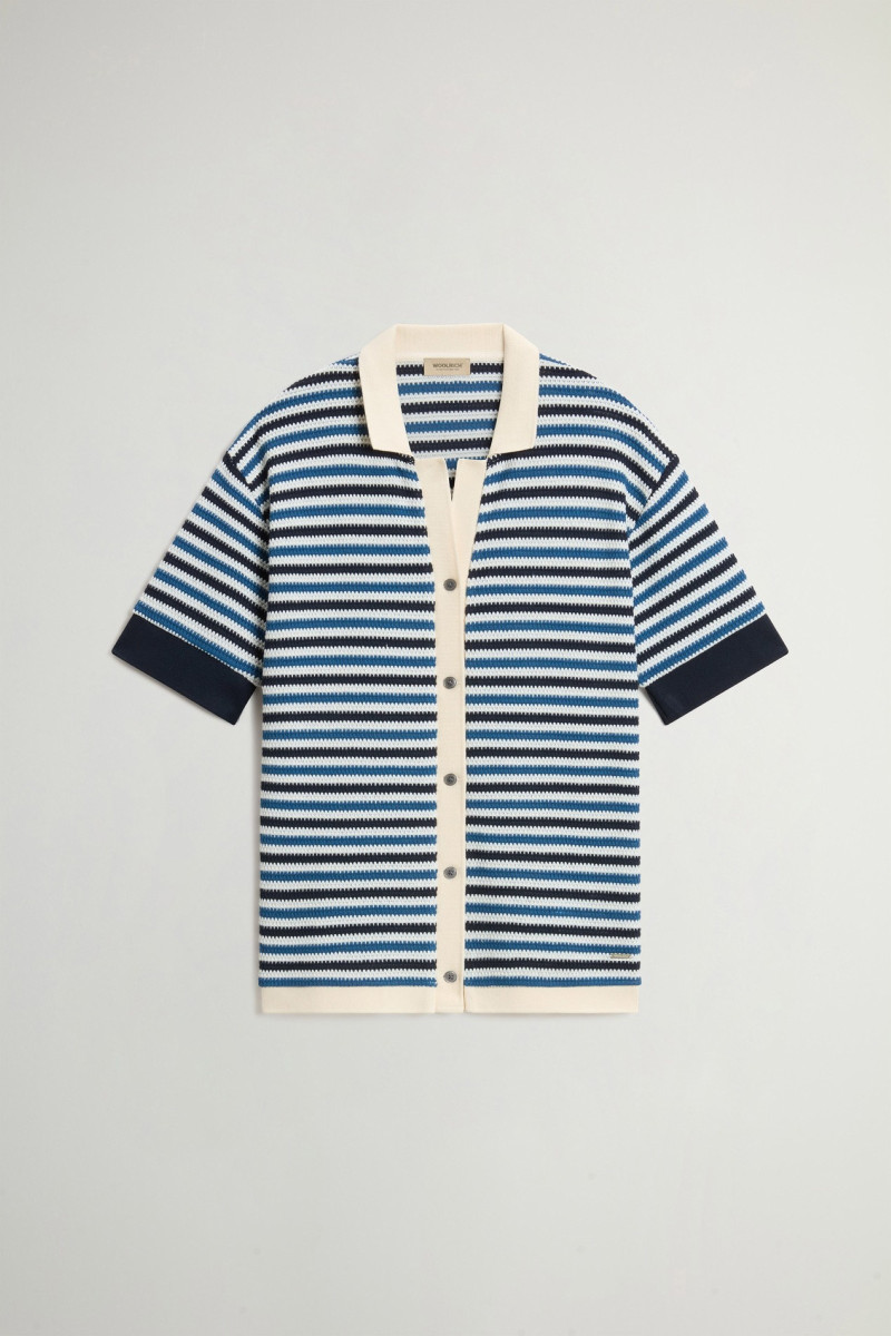 Košeľa Woolrich Striped Jersey Shirt Melton Blue Stripe
