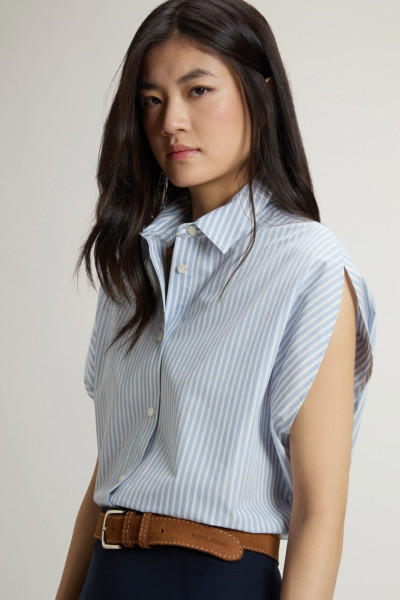 BLÚZ WOOLRICH STRIPED COTTON POPLIN BLOUSE - Kép 4