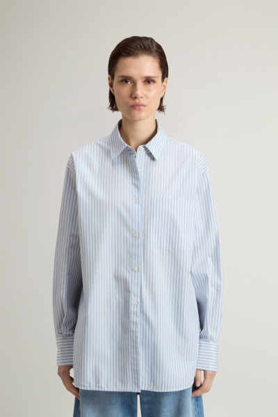 ING WOOLRICH STRIPED COTTON POPLIN BOYFRIEND SHIRT - Kép 1