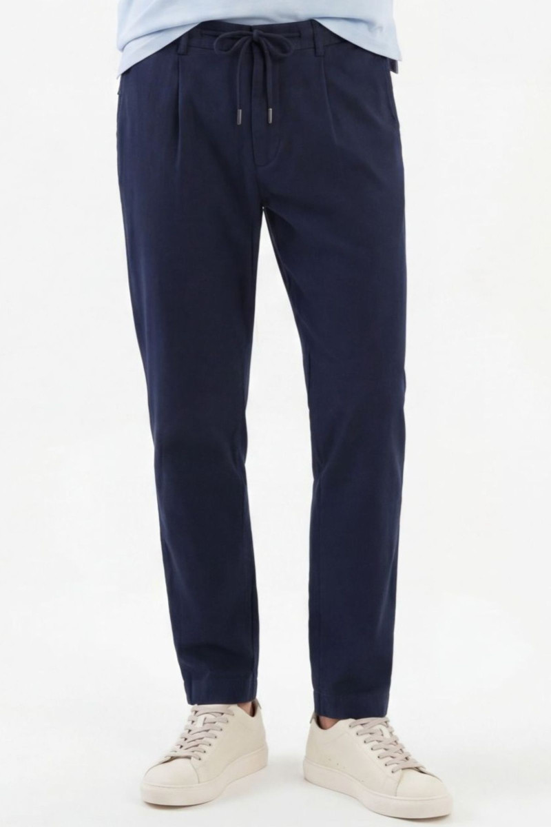 Nohavice Woolrich Linen Blend Milton Pant Gd Melton Blue