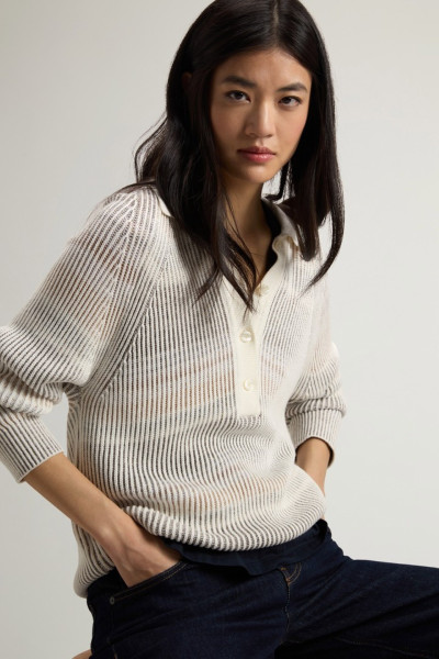 PULÓVER WOOLRICH COTTON VISCOSE POLO - Kép 4