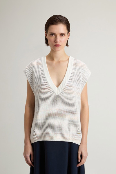 MELLÉNY WOOLRICH COTTON VISCOSE SLEEVELESS SWEATER - Kép 1