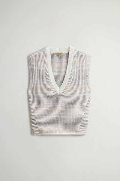 MELLÉNY WOOLRICH COTTON VISCOSE SLEEVELESS SWEATER - Kép 5