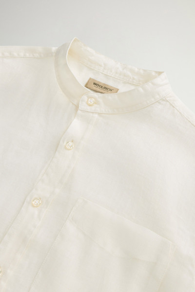 KOŠILE WOOLRICH BAND COLLAR LINEN SHIRT - Fotografie č. 6