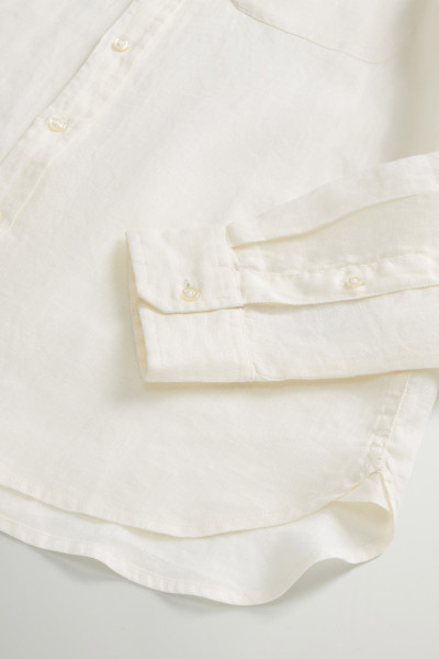 KOŠILE WOOLRICH BAND COLLAR LINEN SHIRT - Fotografie č. 7
